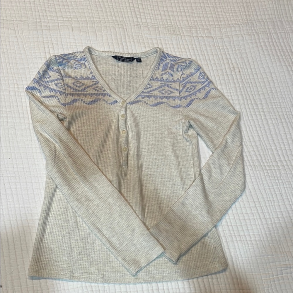 Vineyard Vines Cream and Blue Knit Sweater